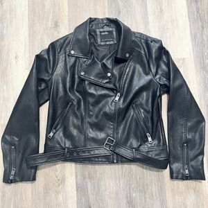 Elodie Black Leather Biker Jacket